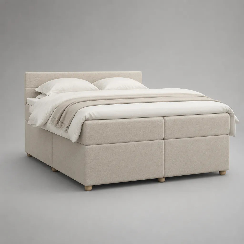 Kit spring avec 2 matelas et une housse en polyester, beige, 160 × 200 cm